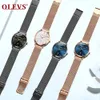 Montres femmes OLEVS montre femmes or Rose Barecelet haut marque de luxe japon mouvement Quartz Ultra mince dames montre calendrier Date 231201