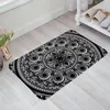 Tapis géométrique Mandala fleur noir maison paillasson décoration flanelle doux salon tapis cuisine balcon tapis chambre tapis de sol