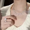 Chokers Luxury Diamond Necklace 100 Real 925 Sterling Silver Engagement Wedding Chocker For Women Bridal Jewelry 231130