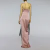 Lässige Kleider Frauen Sexy Satin Cocktailkleid Hosenträger Hochzeit Brautjungfer Elegante rückenfreie Schlinge Party Abend 2023