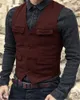 Gilets pour hommes Costume Gilet Marron Bourgogne Herringbone Laine Tweed Vintage Steampunk Gilet Formel Affaires Pour Hommes Mariage 231130