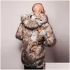 Men'S Fur Faux Mens Winter Men Coat 2022 Jacket Fashion Warm Leopard Thick Hooded Outwear Overcoat Drop Delivery Apparel Clothing Dhjuu