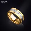 Wedding Rings 8mm Tungsten for Men Gold Plating Bands 3 CZ Stone Marriage Customized 231130