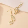 Hoop Earrings Gemstone Musical Note Shaped For Women High-end Asymmetrical AB Ear Decorations Pendants Fashion Jewelry Accessories