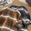 T-shirts pour hommes Foufurieux Casual T-shirt à manches courtes Hommes Loose Color-Block Stripe T-shirts à manches courtes Summer Couple Tops Vêtements masculins