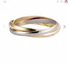 18 K Gold Titanium Steel Threering Srebrny złoto Rose Gold 3 Kolory Oryginalne projektant Ring1126921