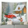 Tapestries Snowman Christmas Tapestry Winter Pine Tree Snowflake Birds Forest Park Landscape Xmas Wall Hanging Home Living Room Decor Mural 231201