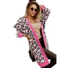 Damenpullover Shi Ying Rose Leopard Rippstrick-Cardigan-Pullover Winter-Mittellangarmmantel 271801