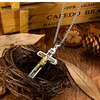 Jesus Cross Pendant Necklace Gold Black Gun Plated rostfritt stål Fashion Religious Jewelry for Women Men262e