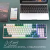 Toetsenborden Koreaans K96 Mechanisch gamingtoetsenbord 100 toetsen Rood/blauw schakelaar - Wissel RGB-achtergrondverlichting toetsenbord 2.4G BT5.0 Type-C 3 modi toetsenbord 231130