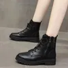 Botas calzado botines de combate borla punta redonda zapatos cortos para mujer plataforma alta gruesa tobillo de mujer estilo Punk Pu tendencia 2023