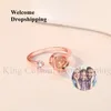 Anillos de boda Anillo de proyección Pos Rose personalizado Tamaño ajustable Regalos románticos de moda para esposas y novias 231130