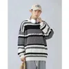 Męskie swetry 2023 Winter Fashion Trend Kniting Round Ne Loose Pullover Stripe Printing Coats Casual Keep Wal wełna M-2xlyolq