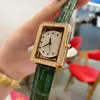 Relógios femininos de luxo relógio feminino retângulo diamante couro transparente relógios casuais vintage relógio de ouro 231201