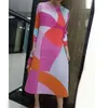 Vestidos casuales SUSU Color bloqueado Stand Collar Vestido plisado con cinturón Elegante Midi Longitud Manga larga Ropa de mujer Otoño 2023 NH-A454