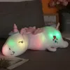 Plush Dolls 120CM Cute Glowing LED Light Unicorn Plush Toys Lovely Luminous Animal Unicorn Pillow Stuffed Dolls for Children Kids Gifts 231130