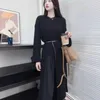 Damenpullover, Herbst-Winter, langes Kleid, gestrickt, seitlich gespalten, knielang, Pullover, Vintage-Stil, koreanische Streetwear, Mode, sexy Frauen