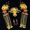 Chinese Stijl Bruid Hoofddeksels Oude Kostuum Phoenix Coronet Rode Ornamenten Hoofddeksels Trouwen Volledige Jurk Cheongsam Haar Decorate308f