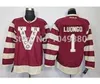 저렴한 밴쿠버 Canucks Hockey Jerseys #1 Roberto Luongo Jersey Claret Red 100 번째 기념일 블랙 화이트 블루 스티치 유니폼