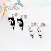 Stud Earrings Pair 2023 Fashion Cute Cat White Black Hang Enamel Kitty Piercing Ear Women Girls JewelryStud Effi223058