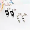 Boucles d'oreilles paire 2023 mode chat mignon blanc noir accrocher émail Kitty Piercing oreille femmes filles bijoux Stud Effi223058