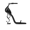 2024 Sandaler High Heels Saint Laurent Luxurvs Designer Shoes Heels Paris Dress Classics Women 10cm8cm klackar Black Golden Gold Wedding Bottar med låda storlek 35-41