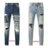 paars merk jeans ontwerper Heren jeans geborduurde jeans Amerikaanse high street blauwe jeans blauw gescheurd verweerd Amerikaans gele verf verweerd