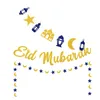 Decorazione per feste 3 pezzi Banner musulmano Eid Mubarak Festival Ghirlanda per decorazione caminetto