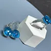 Set di orecchini e collana da 10,6 mm con anello Nudo intarsiato con topazio blu e zirconi, gioielli in cristallo color caramella