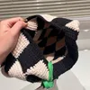 Women Designer Hobo Knitting Wool Underarm Shoulder Bag Italy Luxury Brand Mar Knitted Diamond Lattice Tote Handbags Lady Fashion Patchwork Weave Clutch Bags