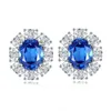 Boucles d'oreilles en argent 2023, diamant à haute teneur en carbone 925, avec trésor bleu européen et américain de qualité supérieure