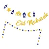 Decorazione per feste 3 pezzi Banner musulmano Eid Mubarak Festival Ghirlanda per decorazione caminetto