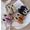 Sneakers Winter Baby Snowboots Unisex Leer Leuke Jongens Meisjes Schoenen Warm Katoen Kinderen Zachte Bodem Peuter 231201