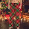 Herrenhosen Weihnachten Kariertes Muster Herren Lässige Pyjamahose Kordelzug Taschen Familie Party Männlich Bedruckt Lose Gerade Hose 231130