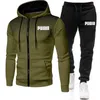 Men's Hoodies 2023 Winter Clothing Men Sets Printing Hoodie Set Fleece Zipper Sweatshirt Casual Sport Sweatpants Mens Tracksuits