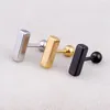 Stud Earrings Fashion Punk Bar Color Gold Black Titanium Steel Women Men Geometric Straight Ear Studs Brincos