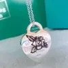 sell Birthday Hot Christmas GiftSmall T Family s Silver Heart shaped Lightning Flower Dropping Enamel Love Pendant with Collar Chain Pedigree Necklace