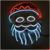 Parti Maskeleri Neon Led Aydınlatma Baba Maskesi Noel Baba Cosplay El yanıp sönen Kriss Kringle Damla Teslimat Ev Bahçesi Fest Dhblq