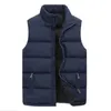 남자들 조끼 2023 웨이스트 코트 캐주얼 패션 자켓 겨울 따뜻한 코트 남자 두꺼운 스탠드 칼라 아래 조끼 대형 재킷