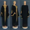 Vestidos casuais festa para mulheres abaya muçulmano caftan 2 peça conjunto eid flare mangas robe bordado ouro vestido de renda terno jalabiya ramadan