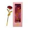 Dekorativa blommor Guldfolie Rose Flower With Box Valentine's Day Lover Gift Birthday Romantic Golden Home Decor Festive Party Supplies