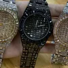 Relógios de pulso 2023 Marca de moda Full Diamond Luminous Waterproof Quartz Men Watch