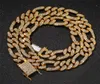 18K Gold Plated Figaro Cuban Chain Iced Out Full Rhinestone 13mm Alloy Heavy Miami Cuban Link Chain Bracelets Necklace1309884