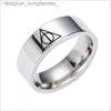 Band Ringen Tren Zilver Kleur Film Deathly Hallows Roestvrij Stalen Ringen Geometrische Cirkel Driehoek Ring Voor Mannen Vrouwen JewelryL231201