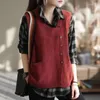 Damesgebreide meisjeskleding los high-end gilet Gebreid vest Wol V-hals Effen kleur Knop Mouwloos Modejas Vest Trend