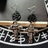 Dangle Earrings Gothic Black Pentagram Snake Drop For Women Vintage Exaggerate Cross Earings Antique Silver Color Goth Jewelry VGE174