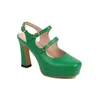 Sandalias Brillante Verde Naranja Azul Color Cerrado Toe Verano Mary Janes Tacones Madura Mujer Sexy Doble Correa Plataforma Gruesa