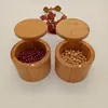 Dinnerware Sets Bamboo Condiment Container Jars Lids Kitchen Seasoning Organizer Sugar Bowl Spice