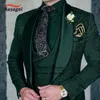 남자 양복 블레이저 신랑 테르노 슈트 이탈리아 디자인 커스텀 블랙 흡연 턱시도 재킷 3 조각 세트 재킷 조끼 바지 웨딩 231201