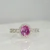 Cluster Rings SFL2023 Solid Real 18K Gold Natural Pink Sapphire 1.18ct Padparadscha Gemstones Diamonds Stones Kvinnors fina smycken